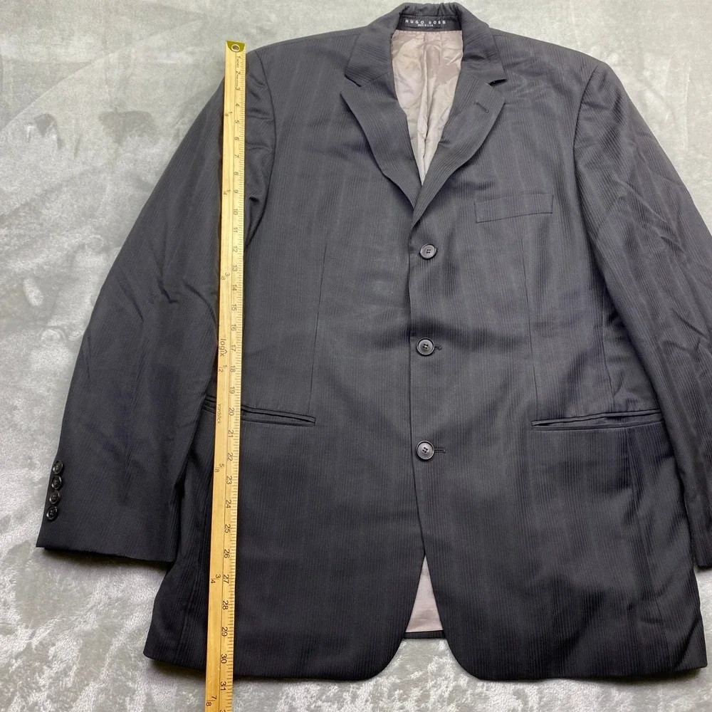 Hugo Boss Super 120‎ Virgin Wool Pinstripe Blazer 42R Rossellini Movie Mens Gray